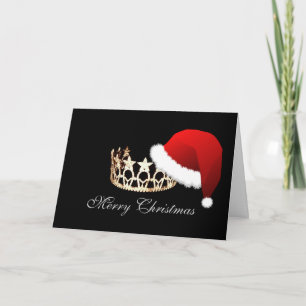 Festiva Tarjeta de la Corona de Miss America USA Santa Hat