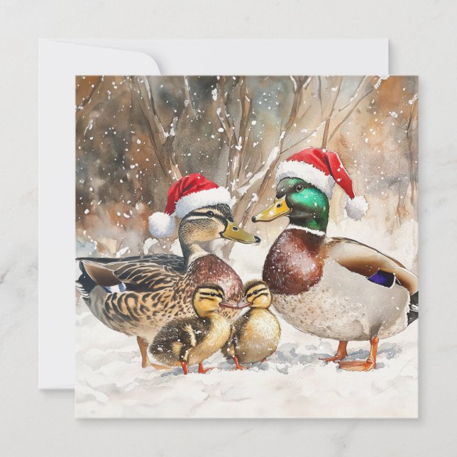Festiva Tarjeta de la familia de patos (Anverso)
