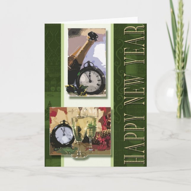 Festiva Tarjeta de la Feliz Año Nuevo (Anverso)