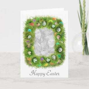 Festiva Tarjeta de la foto de la hierba de Pascua