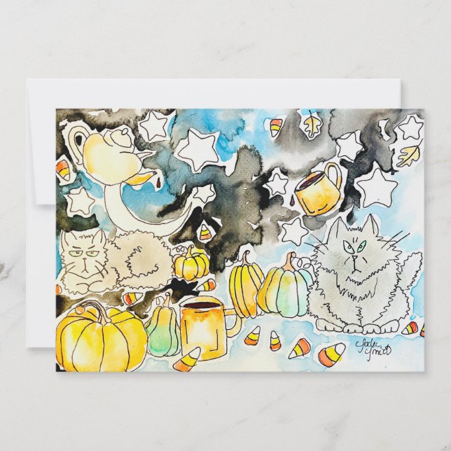 Festiva Tarjeta de la Temporada Espeluznante (Anverso)