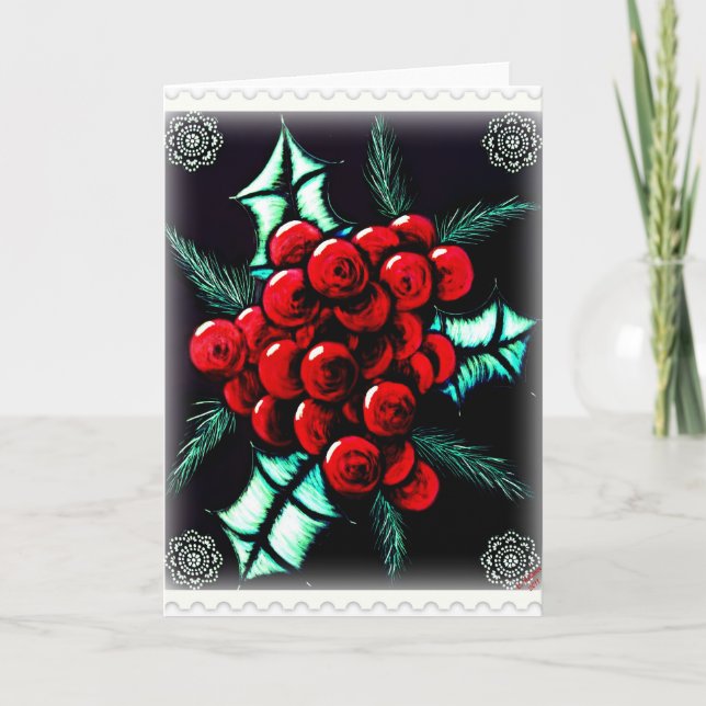 Festiva Tarjeta de las bayas del acebo (Anverso)