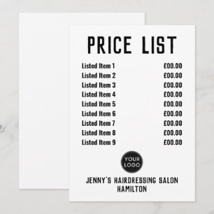 Festiva Tarjeta de lista de precios de peluquería o peluqu
