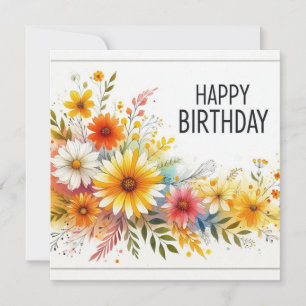 Festiva tarjeta de lluvia de flores de cumpleaños feliz