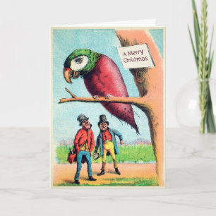 Festiva Tarjeta de loro impar victoriana