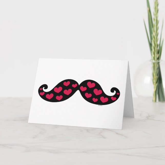 Festiva Tarjeta de los corazones del bigote (Anverso)