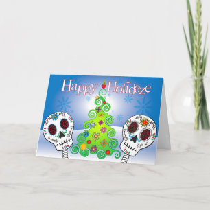 Festiva Tarjeta de los cráneos del azúcar de Holidaze