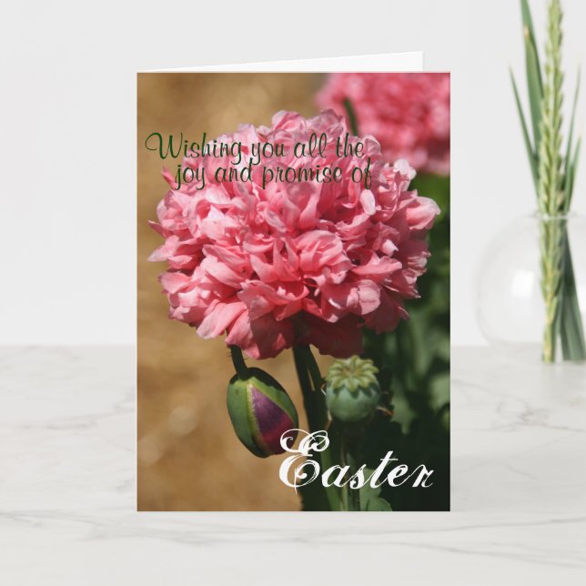 Festiva Tarjeta de los peonies de Pascua (Anverso)