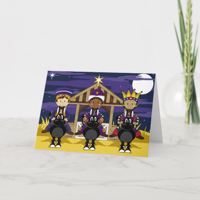 Festiva Tarjeta de los reyes felicitación de la natividad (Anverso)