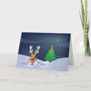 Festiva Tarjeta de luz para Navidades Rudolph