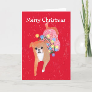 Festiva Tarjeta de luz para perros con Navidades