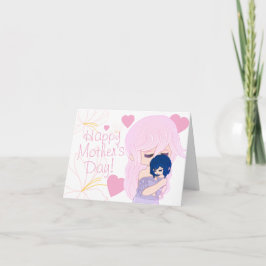 Festiva Tarjeta de madre de dibujos animados con su bebé