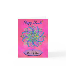 Tarjeta de Mandala rosa Diwali personalizada