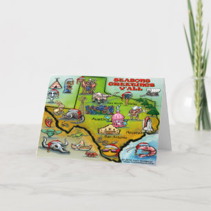 Festiva Tarjeta de mapa de Navidades de TEXAS