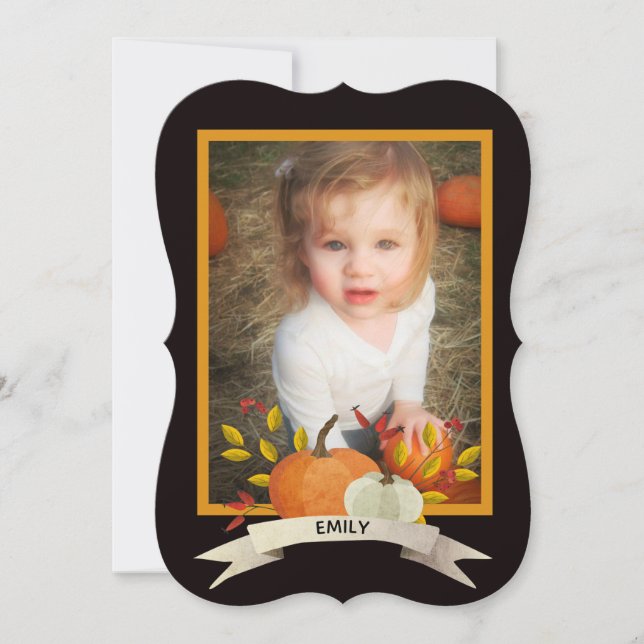 Festiva Tarjeta de marco de calabaza de calabaza de calaba (Anverso)