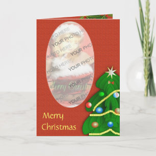 Festiva Tarjeta de marco de foto ovalado de árbol de Navid