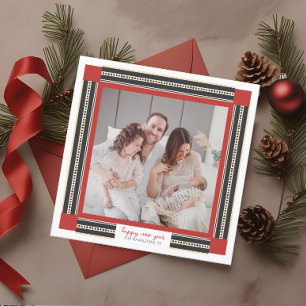 Festiva Tarjeta de marco fotográfico de Ribbon Happy New Y