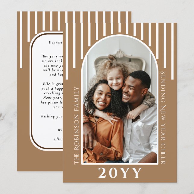 Festiva Tarjeta de Mensaje de Foto de Año Nuevo Moderno en (Anverso / Reverso)