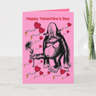 Festiva tarjeta de mono gracioso el día de San Valentín