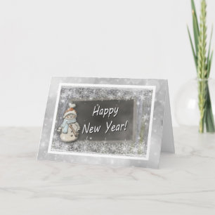 Festiva Tarjeta de muñeco de nieve de feliz año nuevo