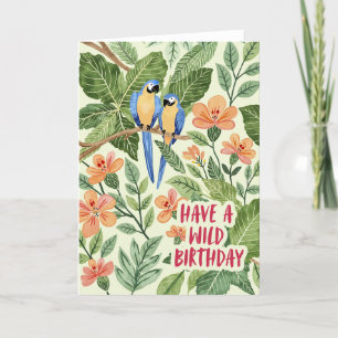 Festiva Tarjeta de nacimiento de la jungla de Macaw