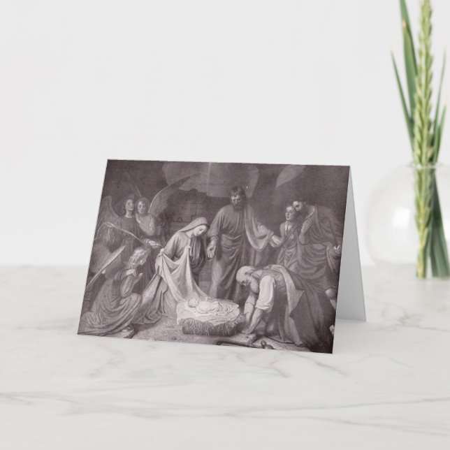 Festiva Tarjeta de natividad vintage (Anverso)