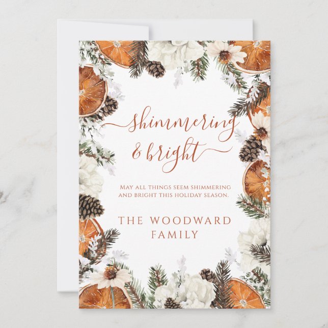 Festiva Tarjeta de naturaleza de pino cítrico de vacacione (Anverso)