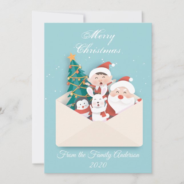 Festiva Tarjeta de navegación con sobre y detalles navideñ (Anverso)