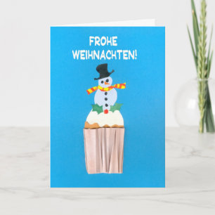 Festiva Tarjeta de navidad, alemán, pastel con muñeco de n