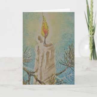 Festiva Tarjeta de Navidad, con la vela del vintage