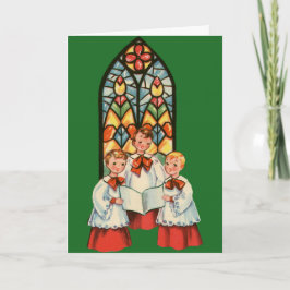 Festiva Tarjeta de Navidad: Coro del vintage