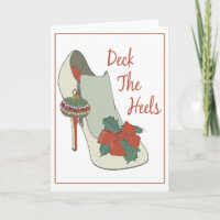 Tarjeta de Navidad. Cubierta los talones. Zapato