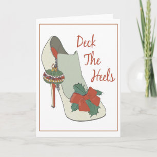 Festiva Tarjeta de Navidad. Cubierta los talones. Zapato