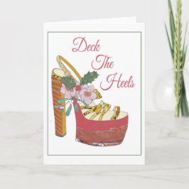 Festiva Tarjeta de Navidad. Cubierta los talones. Zapato