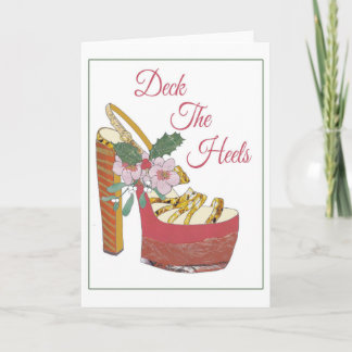 Festiva Tarjeta de Navidad. Cubierta los talones. Zapato