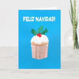 Festiva Tarjeta de Navidad, español, magdalena con acebo