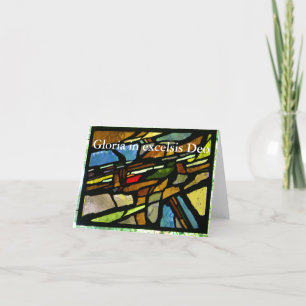 Festiva Tarjeta de navidad, foto de vidrio manchado por la