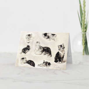 Festiva Tarjeta de Navidad: "Gatos que comen y que juegan