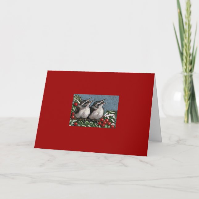 FESTIVA TARJETA DE NAVIDAD: PÁJAROS: ILUSTRACIONES (Anverso)