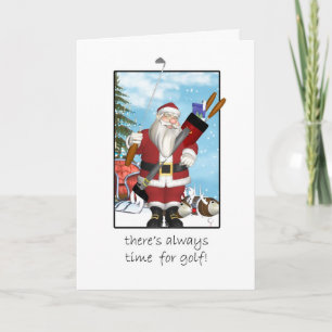 Festiva Tarjeta de Navidad, Santa que juega a golf