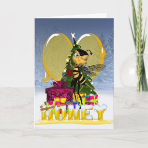 Festiva Tarjeta de Navidades Abejas - Abeja Cuta Miel