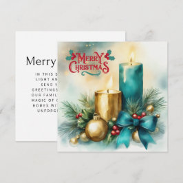 Festiva Tarjeta de Navidades acuáticos con velas y tiffany