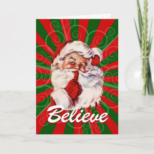 Festiva Tarjeta de Navidades Adorable Santa Believe
