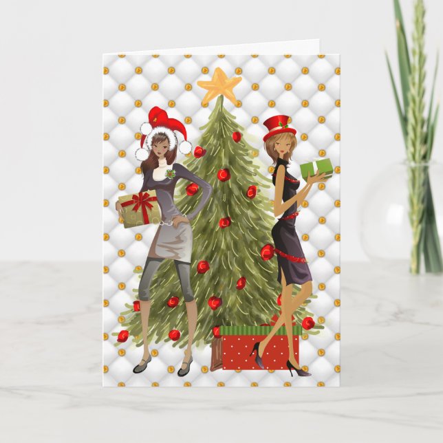 Festiva Tarjeta de Navidades afroamericanas (Anverso)