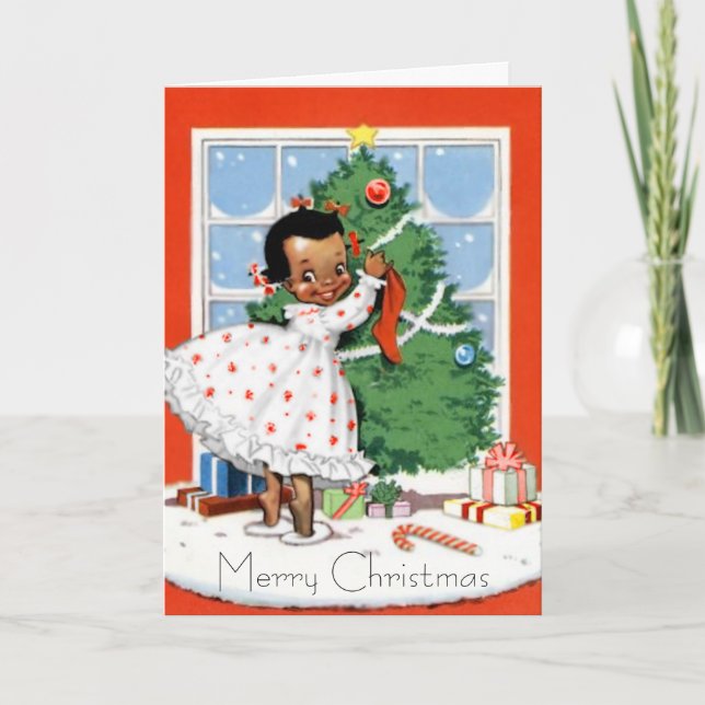 Festiva Tarjeta de Navidades afroamericanos (Anverso)