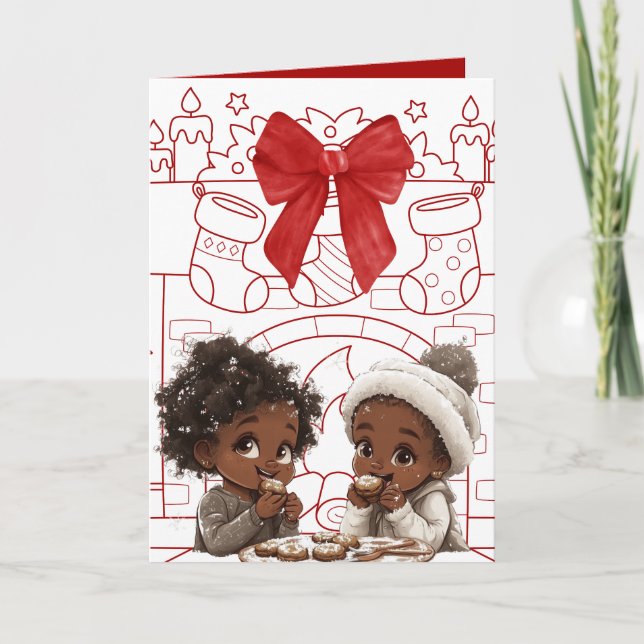 Festiva Tarjeta de Navidades afroamericanos (Anverso)