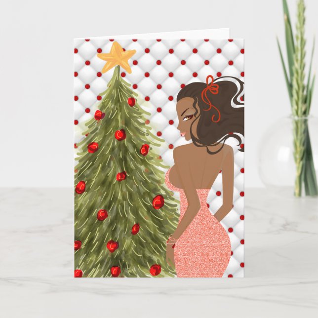 Festiva Tarjeta de Navidades afroamericanos (Anverso)