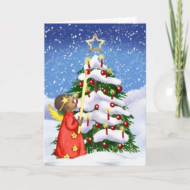 Festiva Tarjeta de Navidades afroamericanos (Anverso)