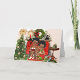 Festiva Tarjeta de Navidades afroamericanos vintage