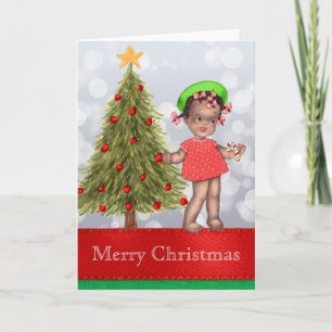 Festiva Tarjeta de Navidades afroamericanos vintage